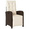 vidaXL 3 Piece Bistro Set with Cushions Brown Poly Rattan