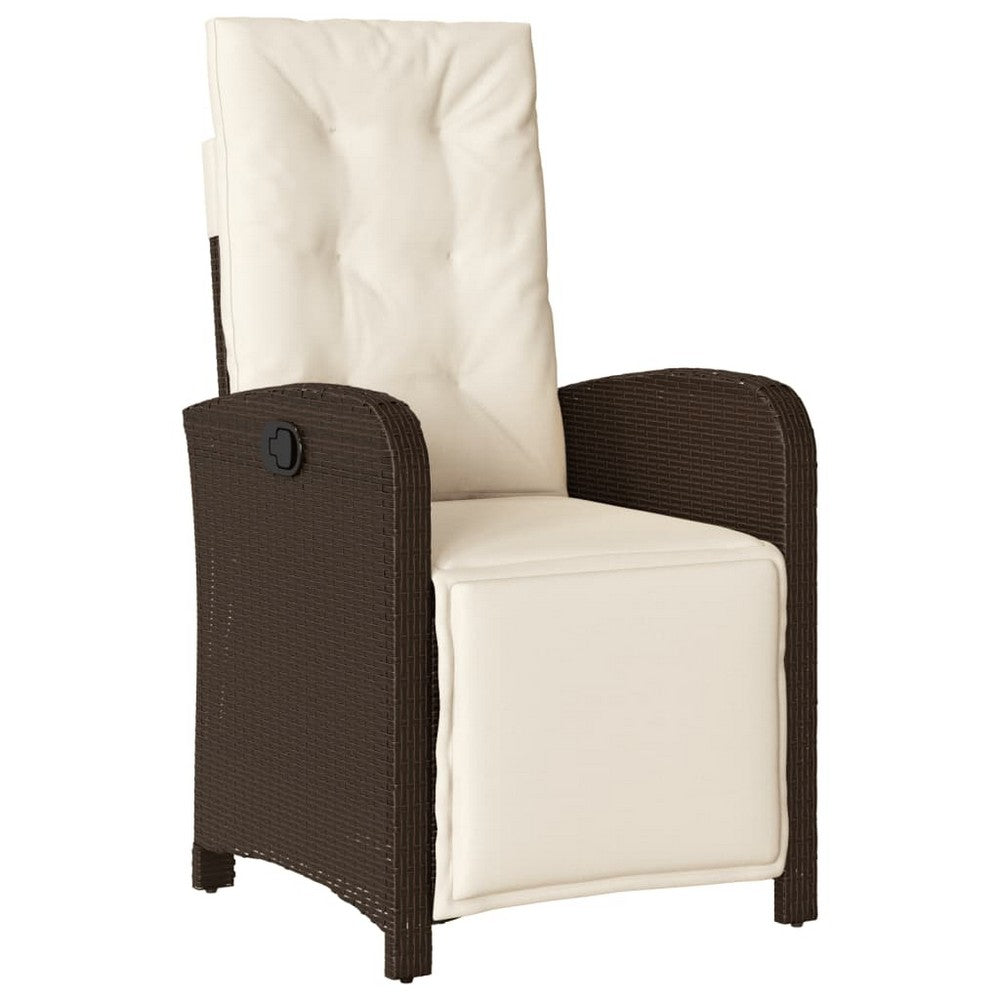 vidaXL 3 Piece Bistro Set with Cushions Brown Poly Rattan