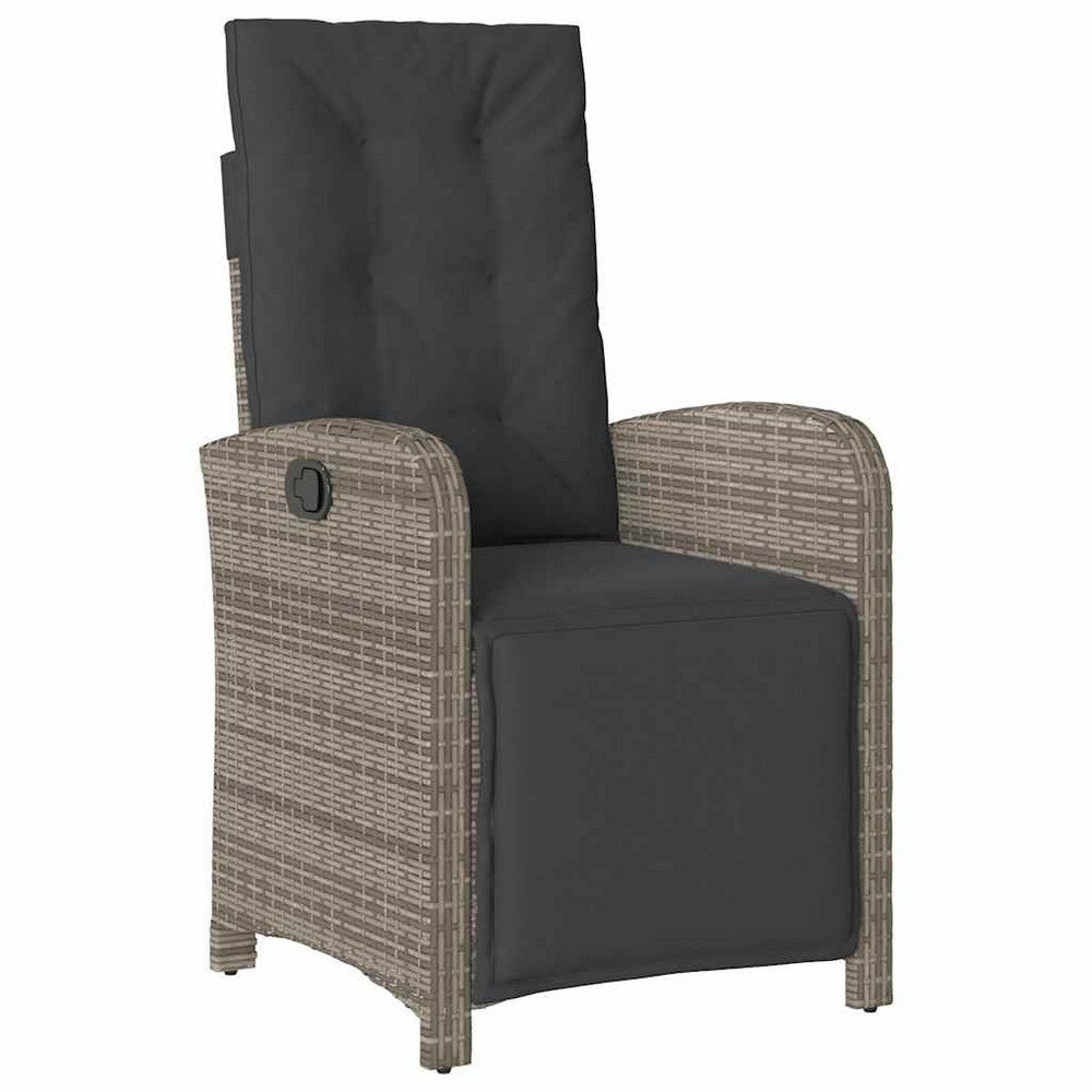 vidaXL 3 Piece Bistro Set with Cushions Gray Poly Rattan