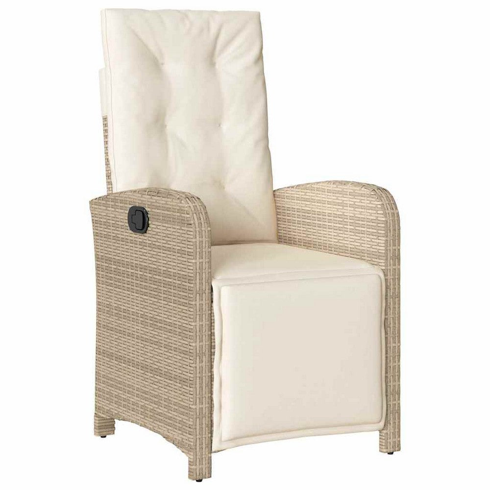 vidaXL 3 Piece Bistro Set with Cushions Beige Poly Rattan