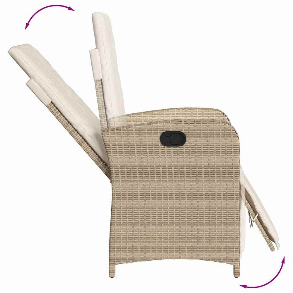 vidaXL 3 Piece Bistro Set with Cushions Beige Poly Rattan