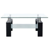 Laila Coffee Table with Shelf Storage | Tempered Glass | Black Melamine 37"
