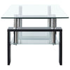 Laila Coffee Table with Shelf Storage | Tempered Glass | Black Melamine 37"