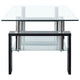 Laila Coffee Table with Shelf Storage | Tempered Glass | Black Melamine 37"