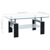 Laila Coffee Table with Shelf Storage | Tempered Glass | Black Melamine 37"