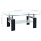 Laila Coffee Table with Shelf Storage | Tempered Glass | Black Melamine 37"