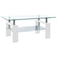 Laila Coffee Table with Shelf Storage | Tempered Glass | White Melamine 37"