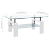 Laila Coffee Table with Shelf Storage | Tempered Glass | White Melamine 37"