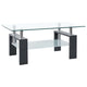 Laila Coffee Table with Shelf Storage | Tempered Glass | Gray Melamine 37"