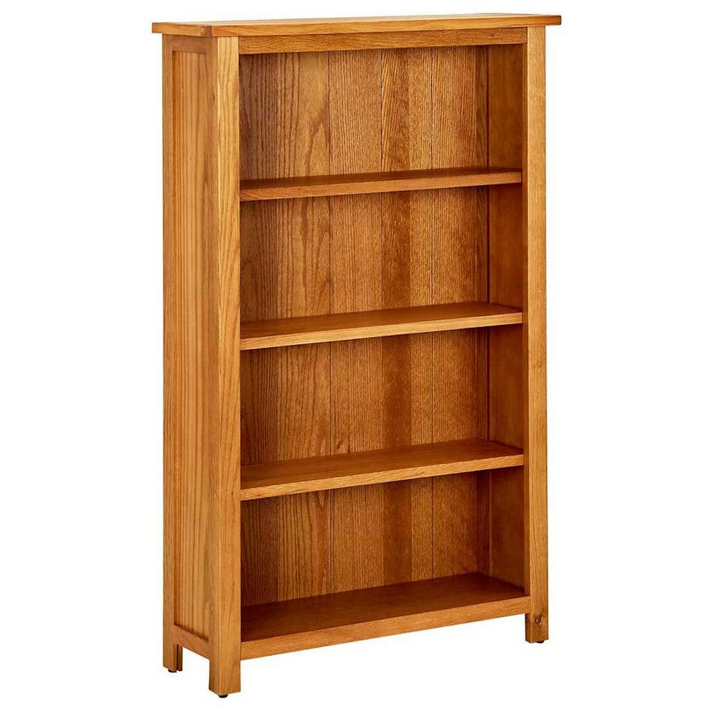 vidaXL 4-Tier Bookcase 27.6"x8.7"x43.3" Solid Oak Wood