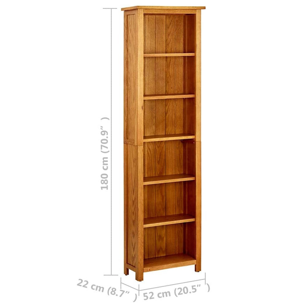 vidaXL 6-Tier Bookcase 20.5"x8.7"x70.9" Solid Oak Wood