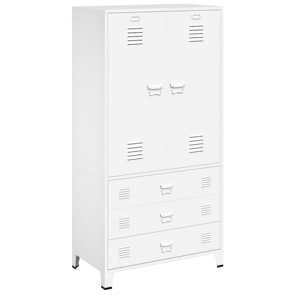 vidaXL Industrial Wardrobe White 35.4"x19.7"x70.9" Metal
