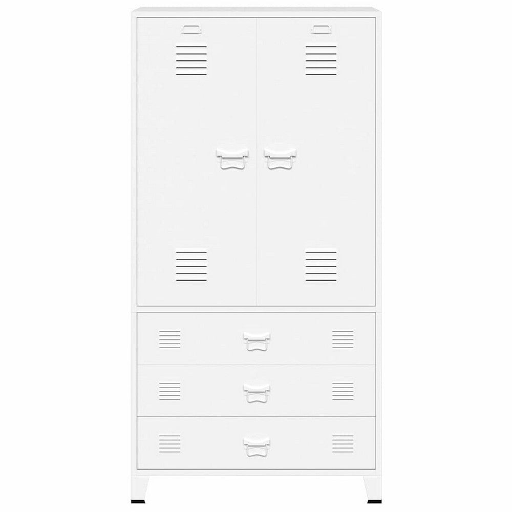 vidaXL Industrial Wardrobe White 35.4"x19.7"x70.9" Metal