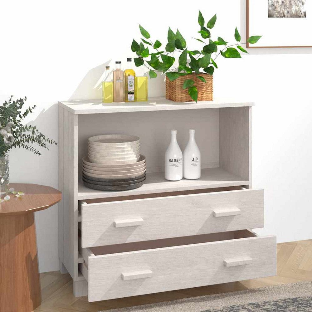 vidaXL Sideboard HAMAR White 33.5"x13.8"x31.5" Solid Wood Pine