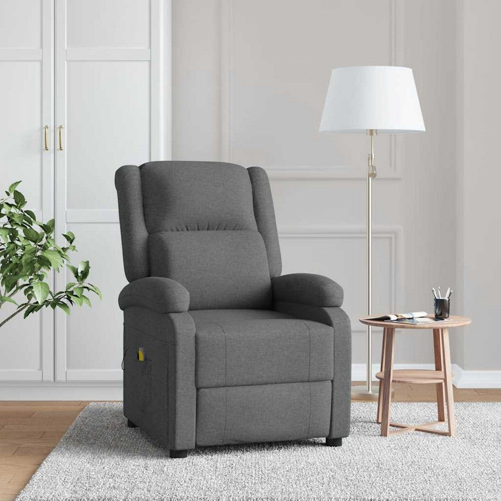 Greta Massage Recliner Chair | 5 Position | Adjustable Back | Gray Fabric