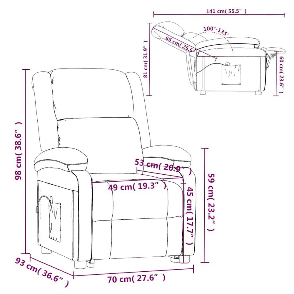 Greta Massage Recliner Chair | 5 Position | Adjustable Back | Gray Fabric