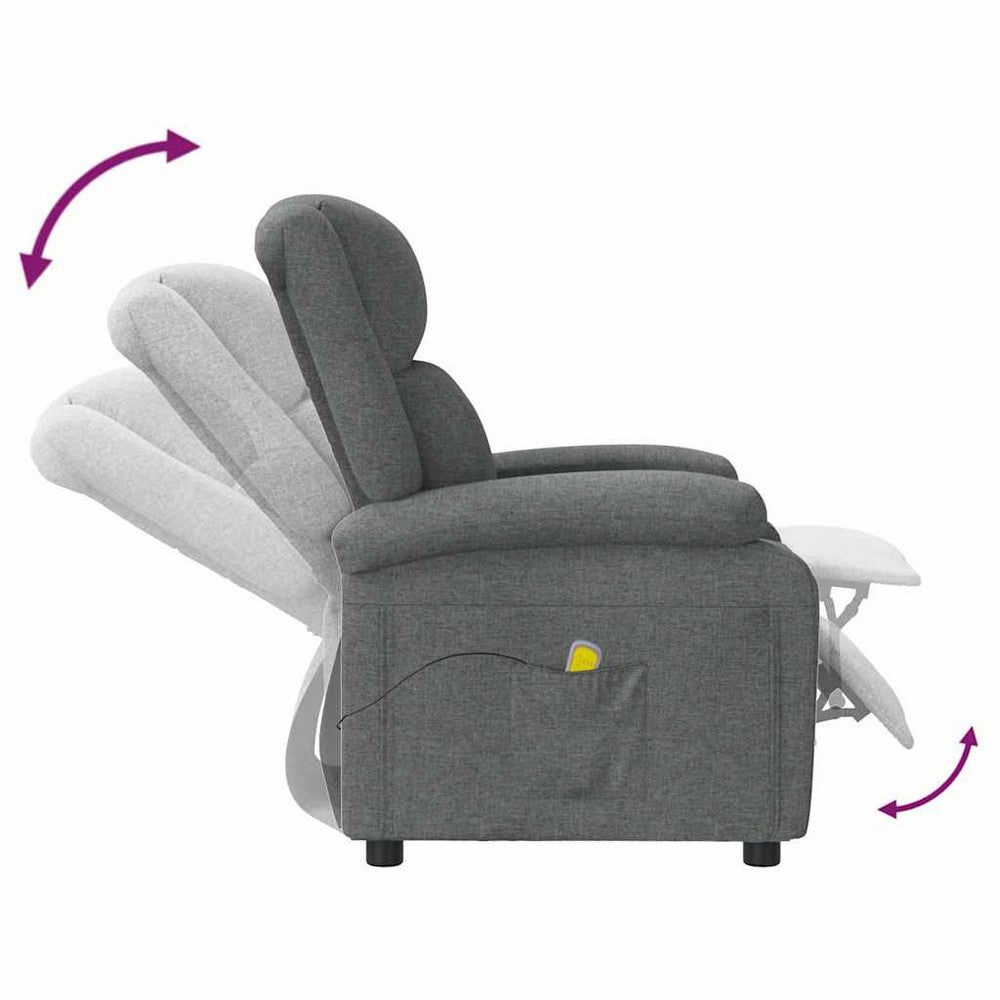 Greta Massage Recliner Chair | 5 Position | Adjustable Back | Gray Fabric