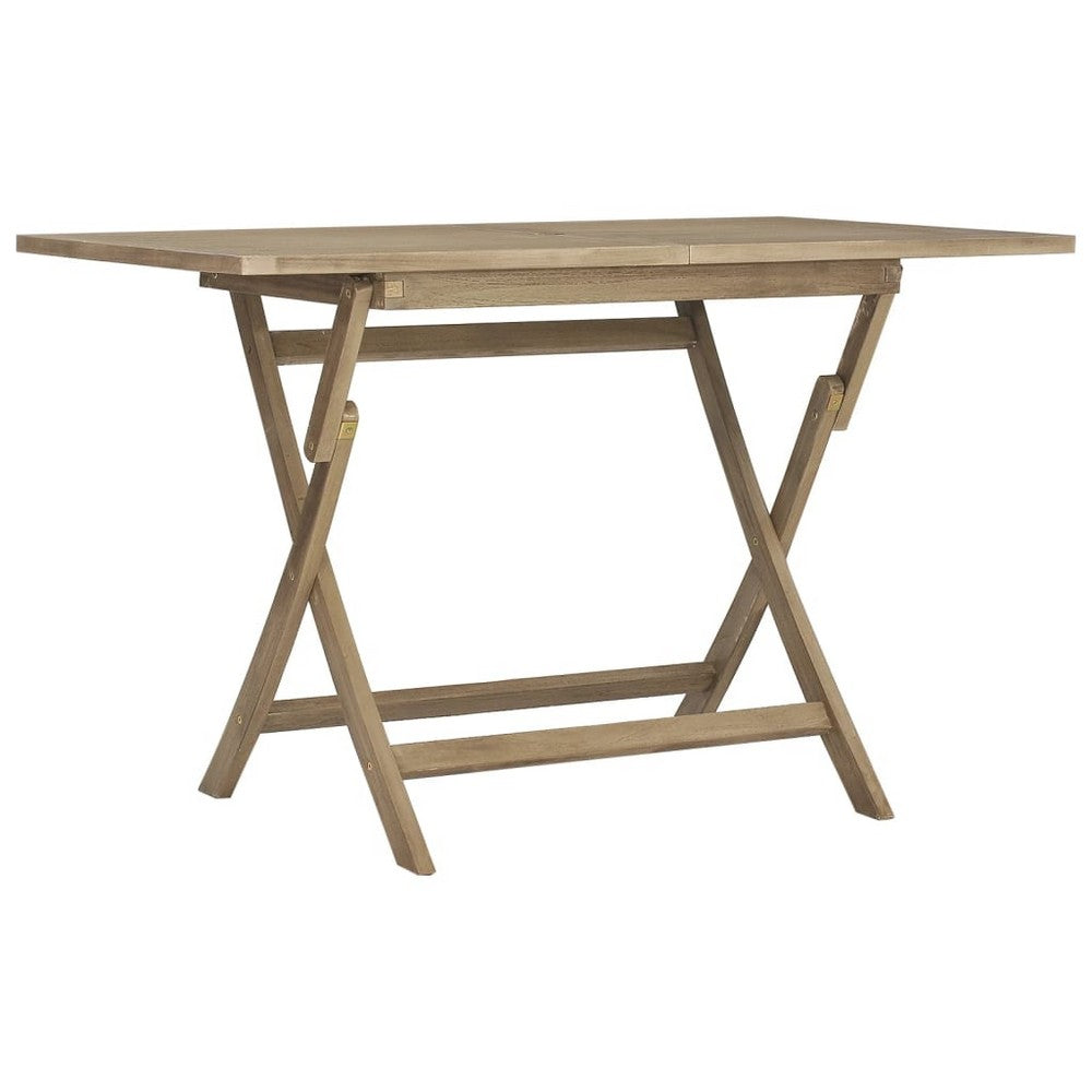 Goel Foldable Garden Table | Integrated Parasol Hole | Gray Teak Wood 47"