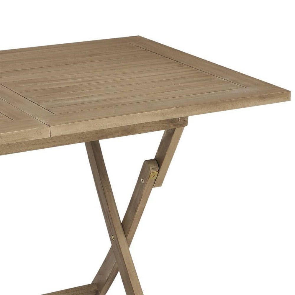 Goel Foldable Garden Table | Integrated Parasol Hole | Gray Teak Wood 47"