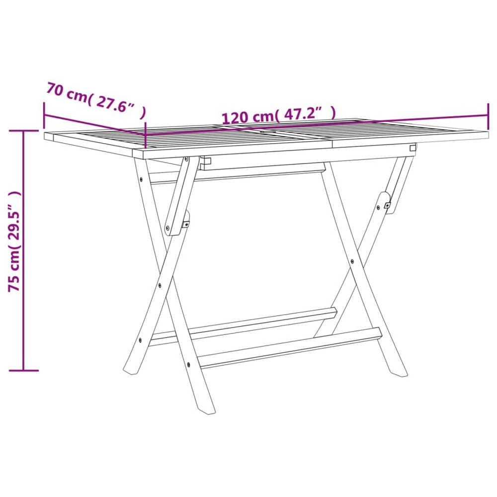 Goel Foldable Garden Table | Integrated Parasol Hole | Gray Teak Wood 47"