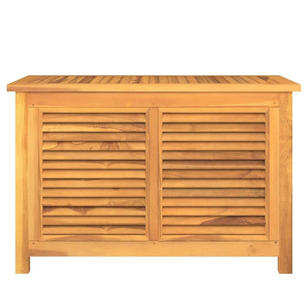 Derek Garden Storage Box with Louvered Doors | Brown Solid Teak Wood 35"
