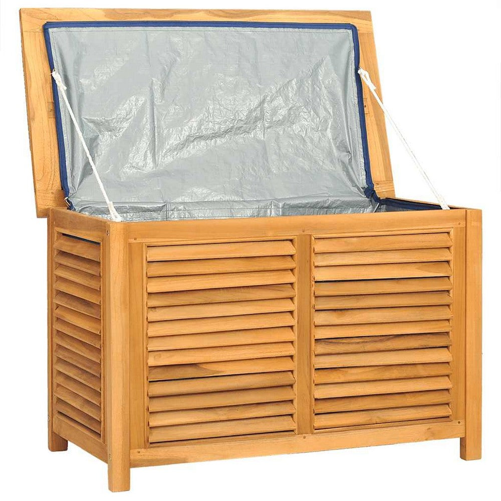 Derek Garden Storage Box with Louvered Doors | Brown Solid Teak Wood 35"
