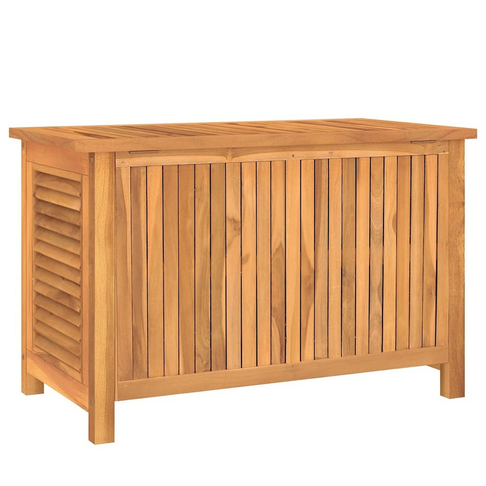Derek Garden Storage Box with Louvered Doors | Brown Solid Teak Wood 35"