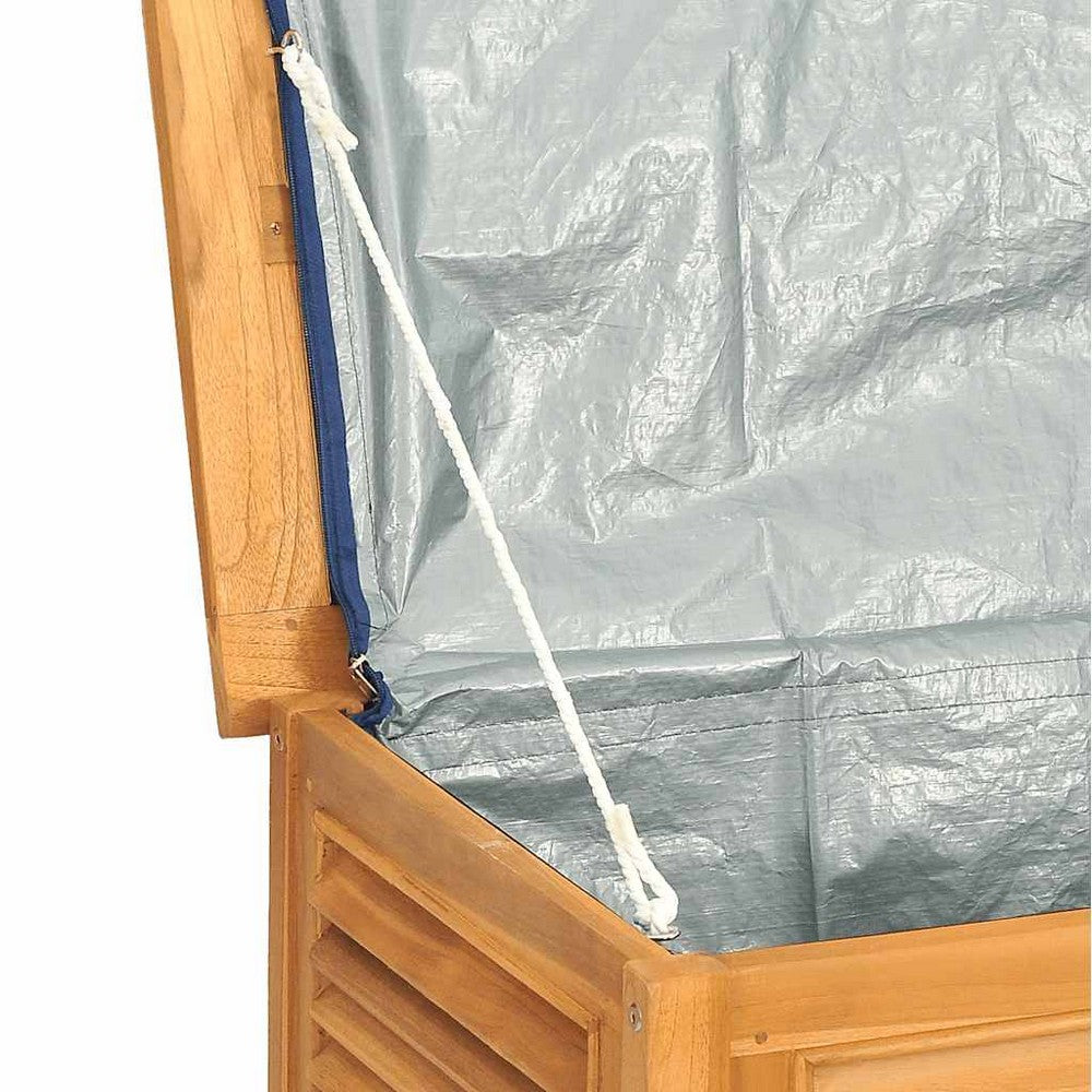 Derek Garden Storage Box with Louvered Doors | Brown Solid Teak Wood 35"