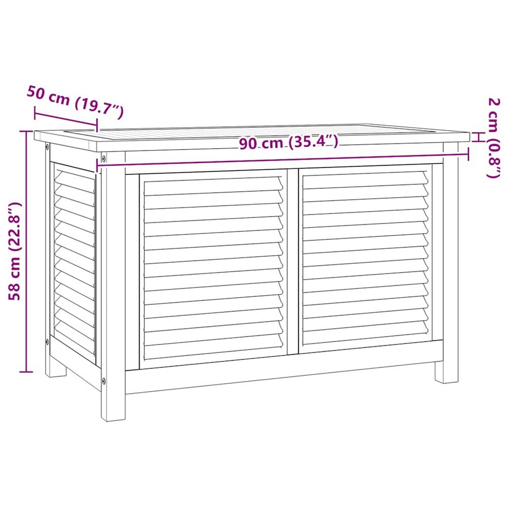 Derek Garden Storage Box with Louvered Doors | Brown Solid Teak Wood 35"