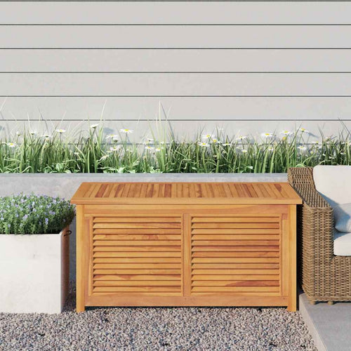 Derek Garden Storage Box with Louvered Doors | Brown Solid Teak Wood 45"