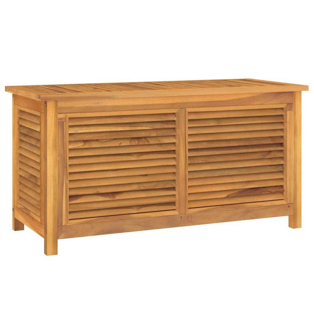Derek Garden Storage Box with Louvered Doors | Brown Solid Teak Wood 45"
