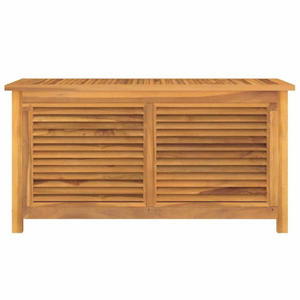Derek Garden Storage Box with Louvered Doors | Brown Solid Teak Wood 45"