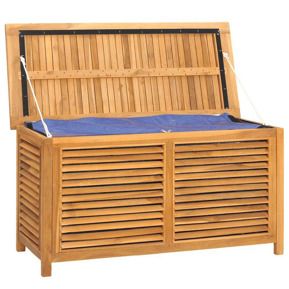 Derek Garden Storage Box with Louvered Doors | Brown Solid Teak Wood 45"