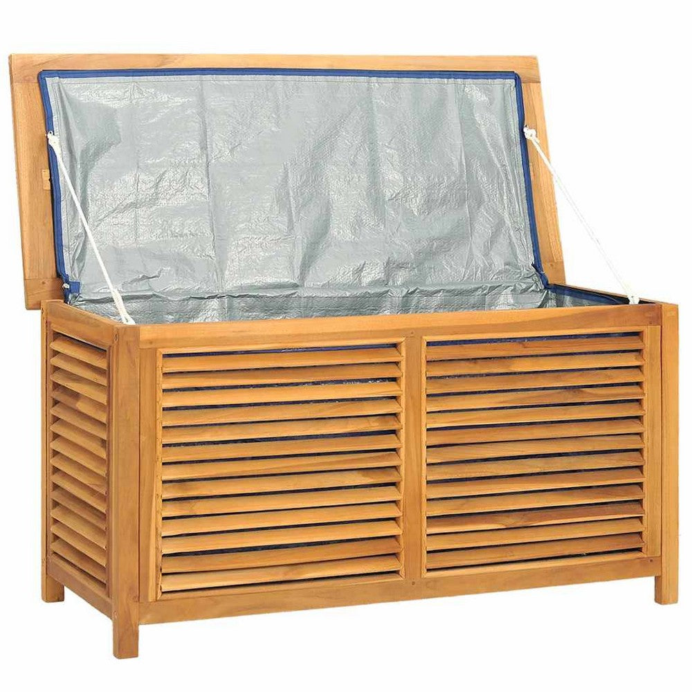 Derek Garden Storage Box with Louvered Doors | Brown Solid Teak Wood 45"
