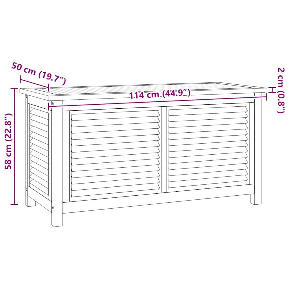 Derek Garden Storage Box with Louvered Doors | Brown Solid Teak Wood 45"