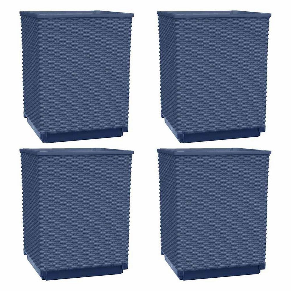 vidaXL Planters 4 pcs Blue Gray 11.8"x11.8"x14.6" Polypropylene