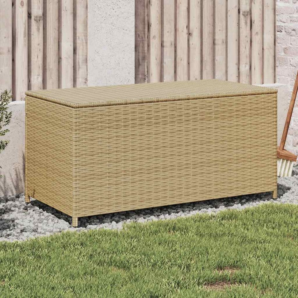 Jesse Garden Storage Box with Gas Lift Lid | Beige Woven PE Rattan 39"