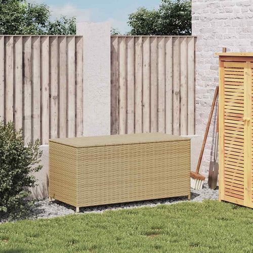 Jesse Garden Storage Box with Gas Lift Lid | Beige Woven PE Rattan 39"