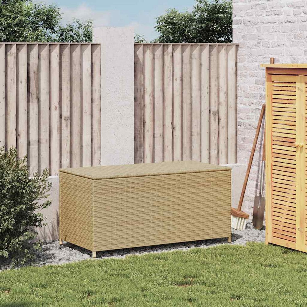 Jesse Garden Storage Box with Gas Lift Lid | Beige Woven PE Rattan 39"
