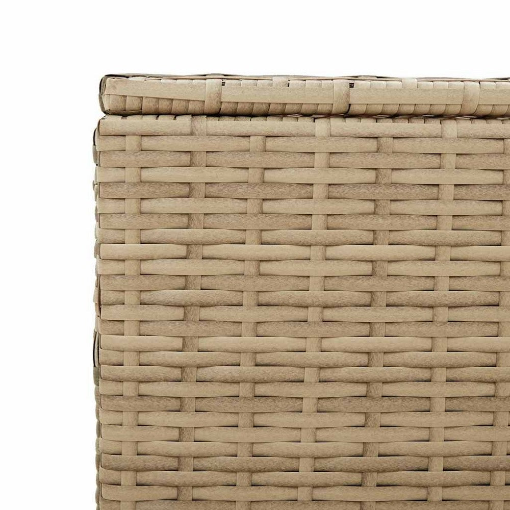 Jesse Garden Storage Box with Gas Lift Lid | Beige Woven PE Rattan 39"
