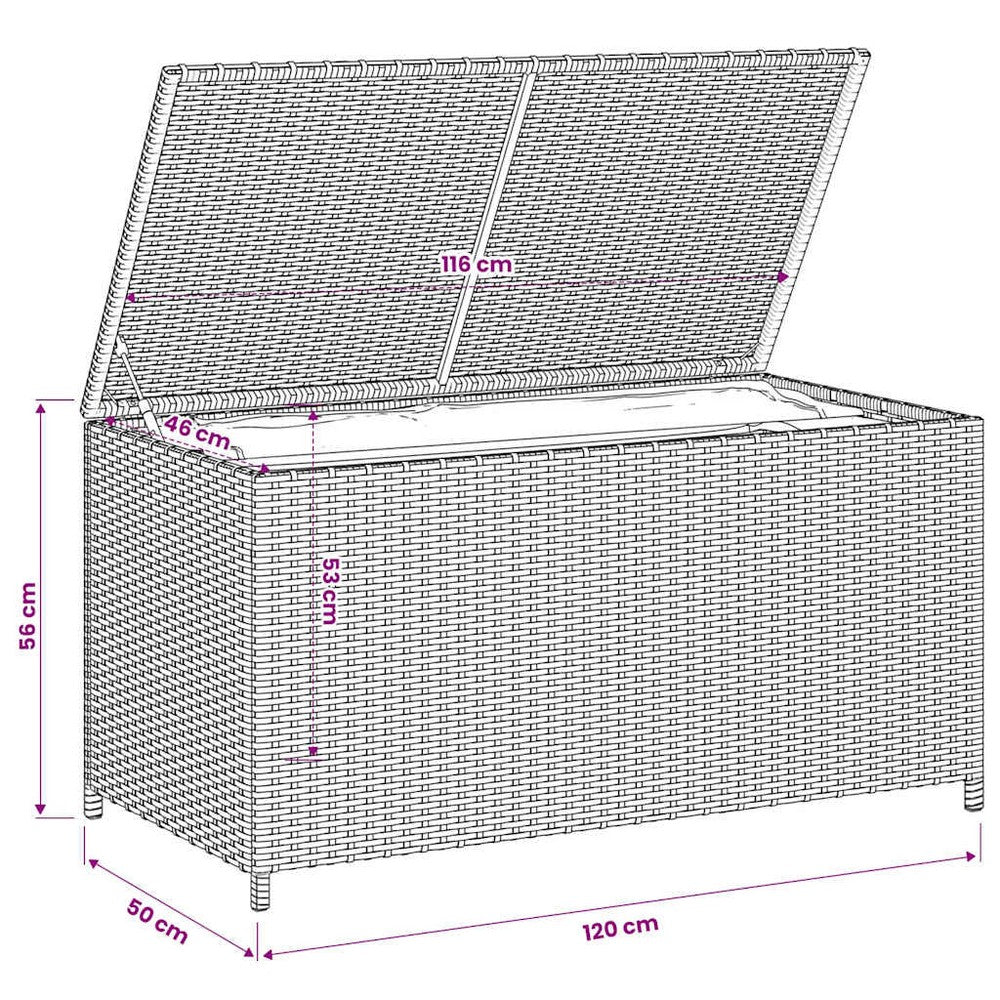 Jesse Garden Storage Box with Gas Lift Lid | Beige Woven PE Rattan 39"