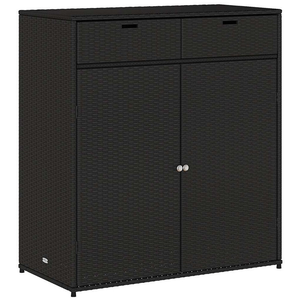 Joey Outdoor Storage Cabinet with Steel Frame | Black Poly Rattan 45"