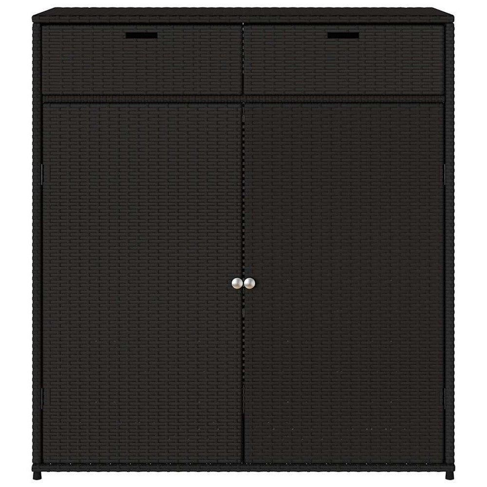 Joey Outdoor Storage Cabinet with Steel Frame | Black Poly Rattan 45"