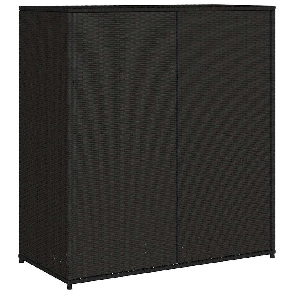 Joey Outdoor Storage Cabinet with Steel Frame | Black Poly Rattan 45"