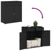 Joey Outdoor Storage Cabinet with Steel Frame | Black Poly Rattan 45"