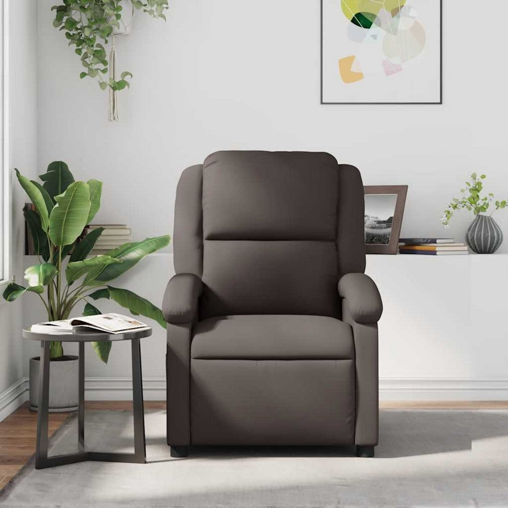 vidaXL Recliner Chair Dark Brown Real Leather