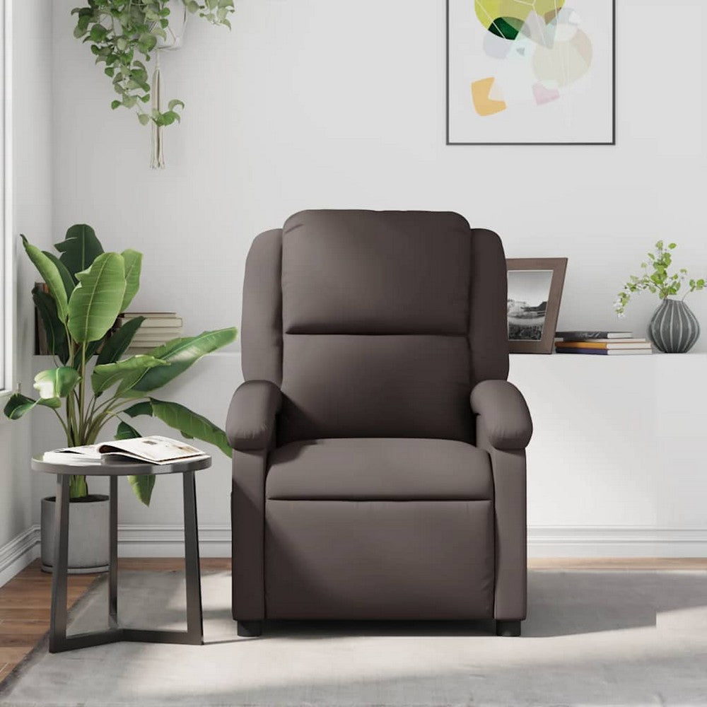 vidaXL Massage Recliner Chair Dark Brown Real Leather