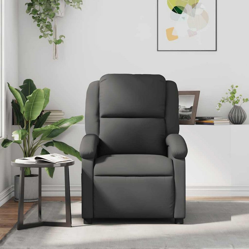 vidaXL Massage Recliner Chair Gray Real Leather