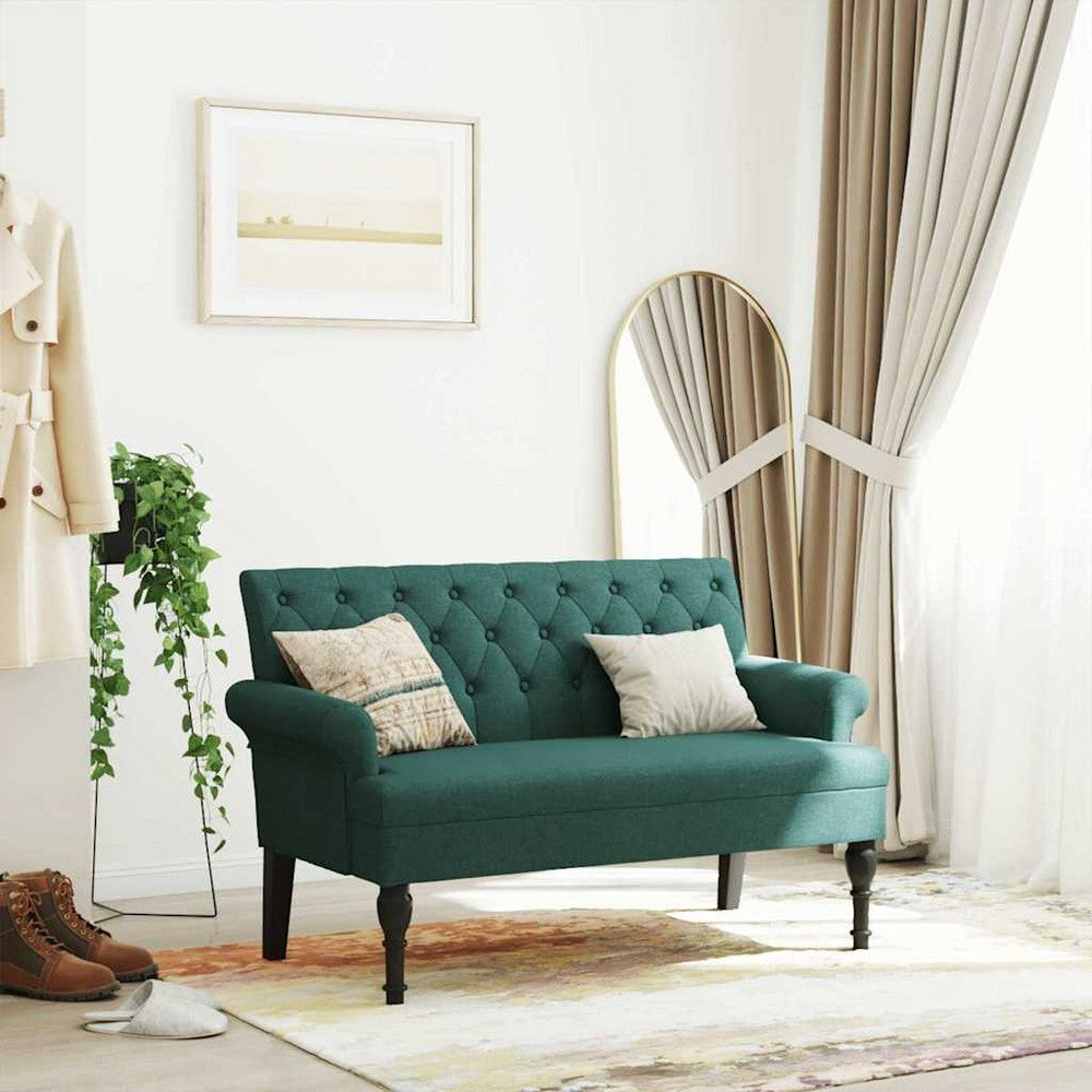 vidaXL Bench with Backrest Dark Green 47.2"x24.4"x29.7" Fabric