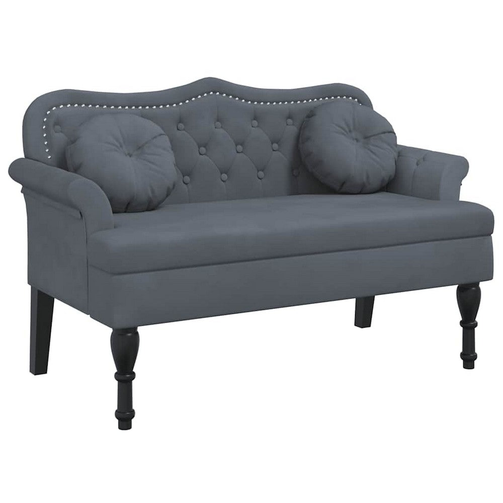 vidaXL Bench with Cushions Dark Grey 47.4x25.6x29.5" Velvet